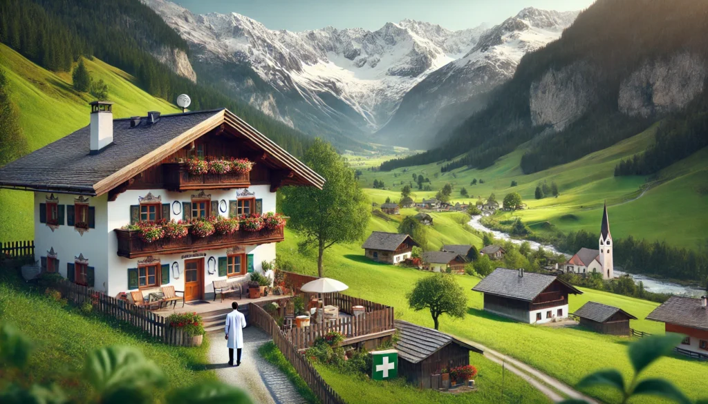 DALL·E-2025-03-21-13.57.15-A-scenic-view-of-the-Austrian-Alps-with-a-small-mountain-village-nestled-in-the-valley.-A-traditional-alpine-house-with-wooden-balconies-and-flower-bo-1024x585 ZDF Mediathek Bergdoktor: Alles, was Sie wissen müssen