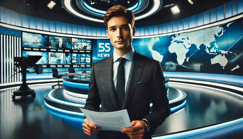 DALL·E-2025-03-22-13.59.16-A-professional-news-anchor-in-a-modern-television-studio-presenting-the-news-with-a-serious-and-confident-expression.-The-studio-features-a-sleek-bl-1024x585 Die bekannten Tagesschau-Sprecher: Stimmen, Gesichter und Geschichte